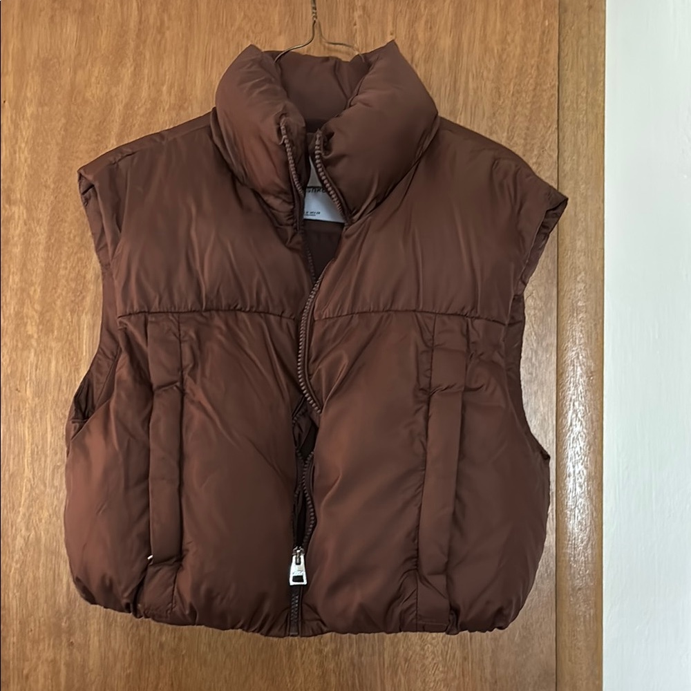 Bershka Cropped Brown Puffer Vest